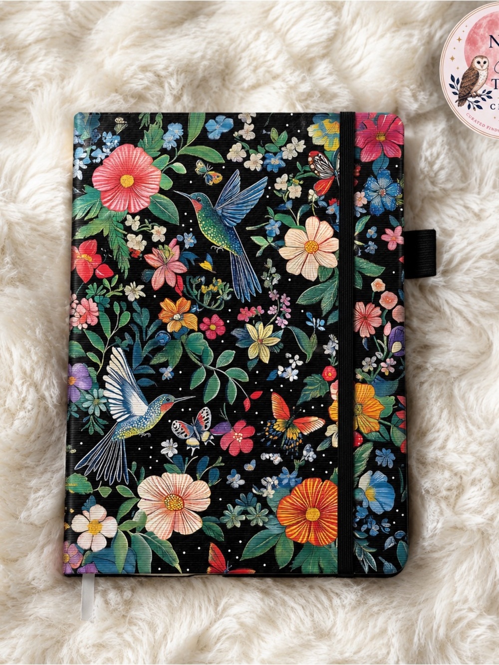 Humingbird Floral Journal College Ruled ~ Hard cover notebook ~ Self Care Gifts